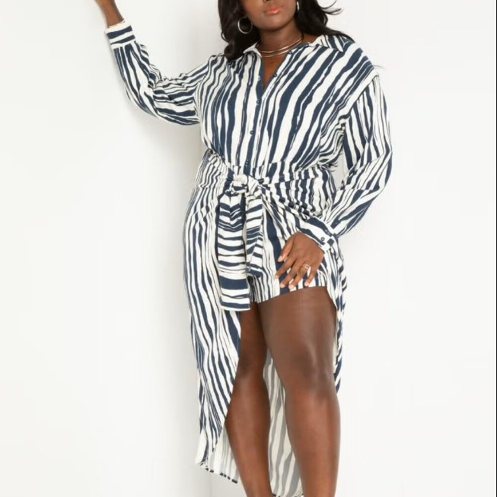 eloquii 26 NWT Romper With Skirt Overlay White and Blue